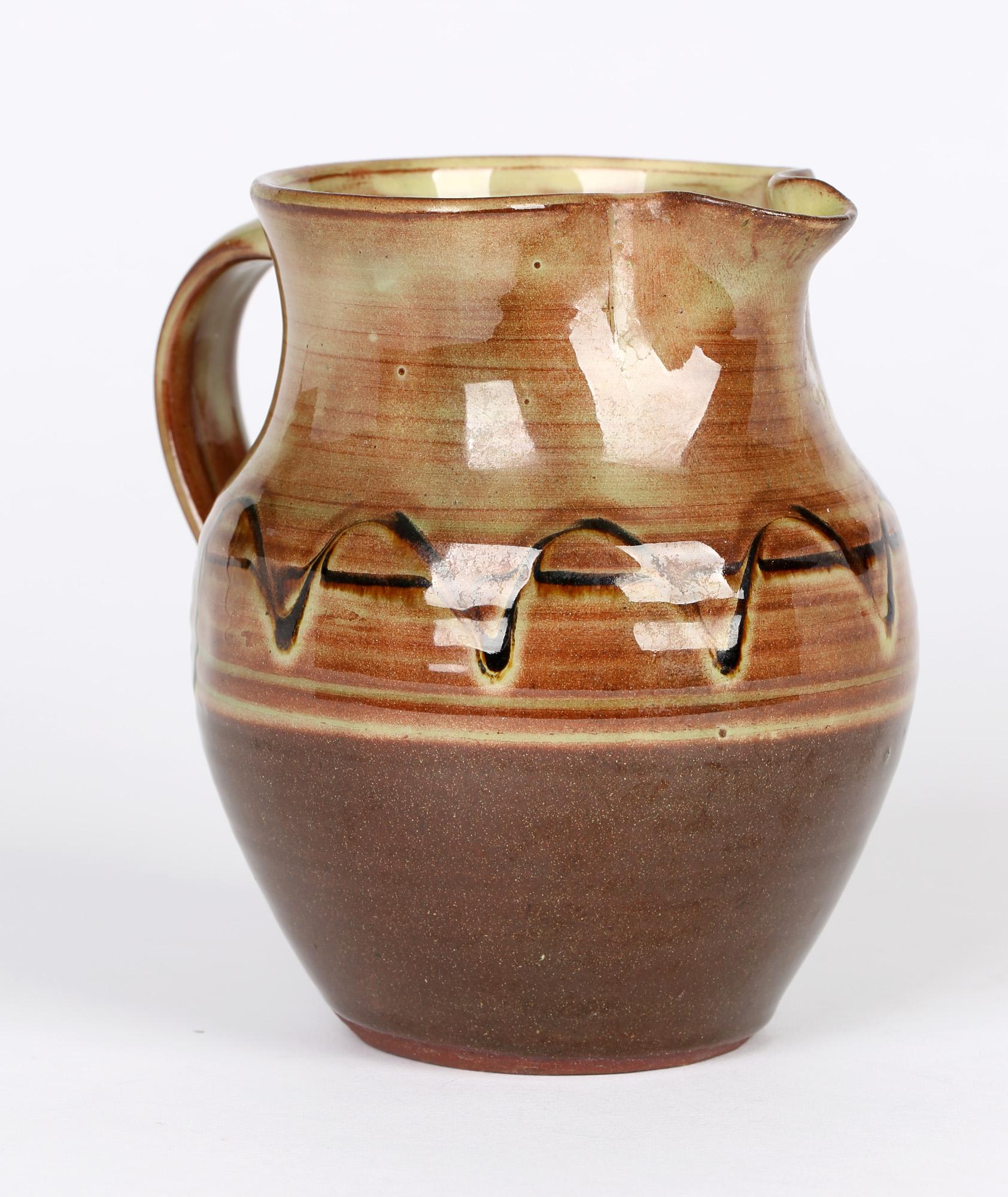 20th Century Ray Finch for Winchcombe English Slip Trailed Studio Pottery Jug