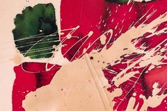 Ray Frost Fleming Red & Green Abstract Signed Contemporary Watercolor on Paper