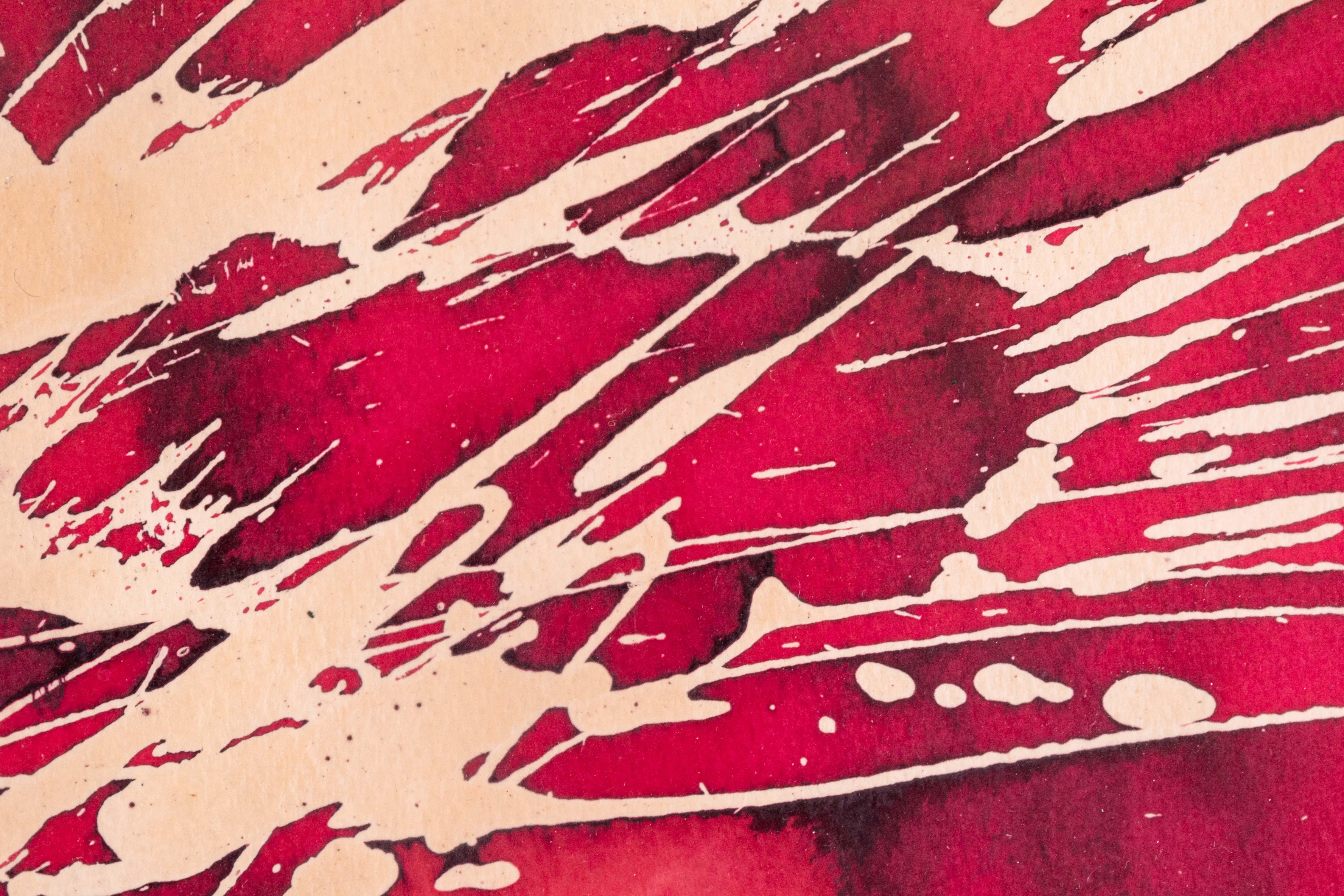 Americano Ray Frost Fleming Red & Green Astratto firmato Acquerello contemporaneo su carta in vendita