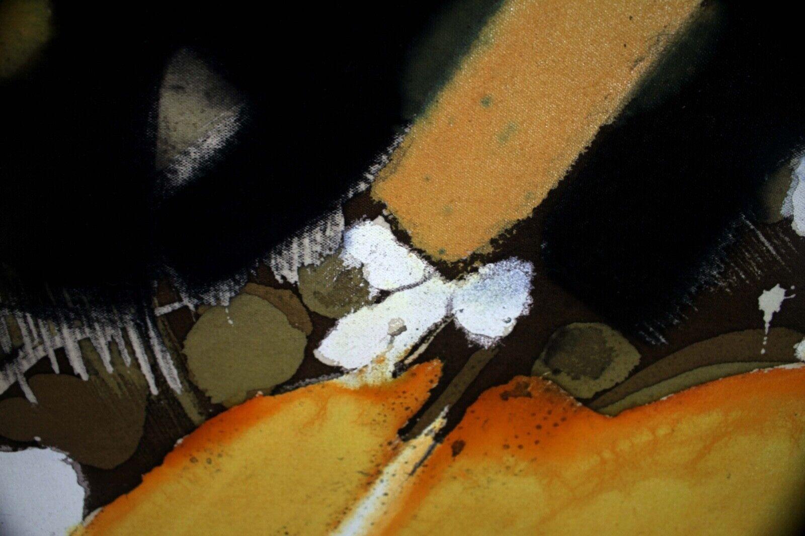 Ray Frost Fleming Signed Postmodern Abstract Yellow & Black Painting Framed 1975 2