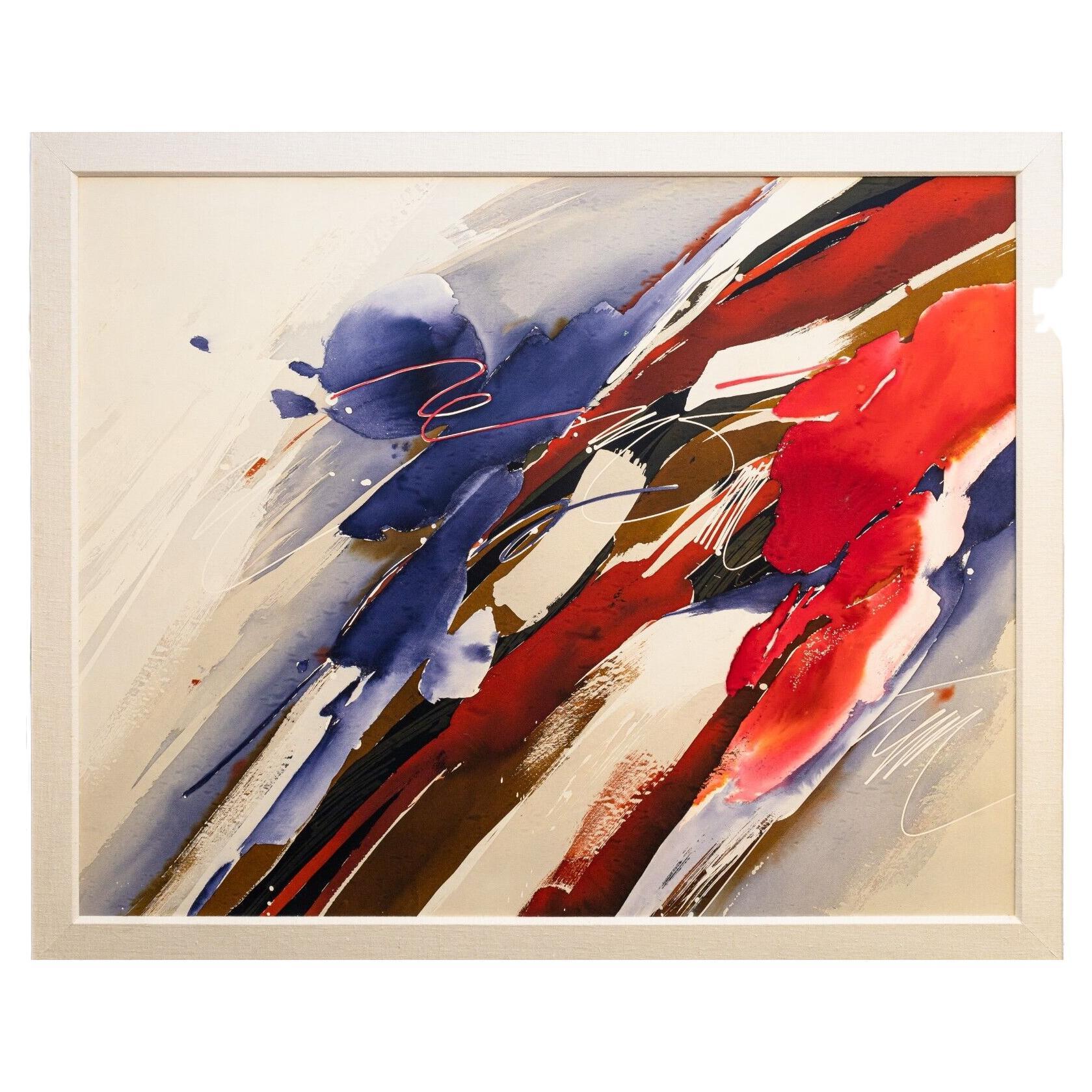 Ray Frost Fleming Untitled Abstract Contemporary Watercolor on Board Framed For Sale