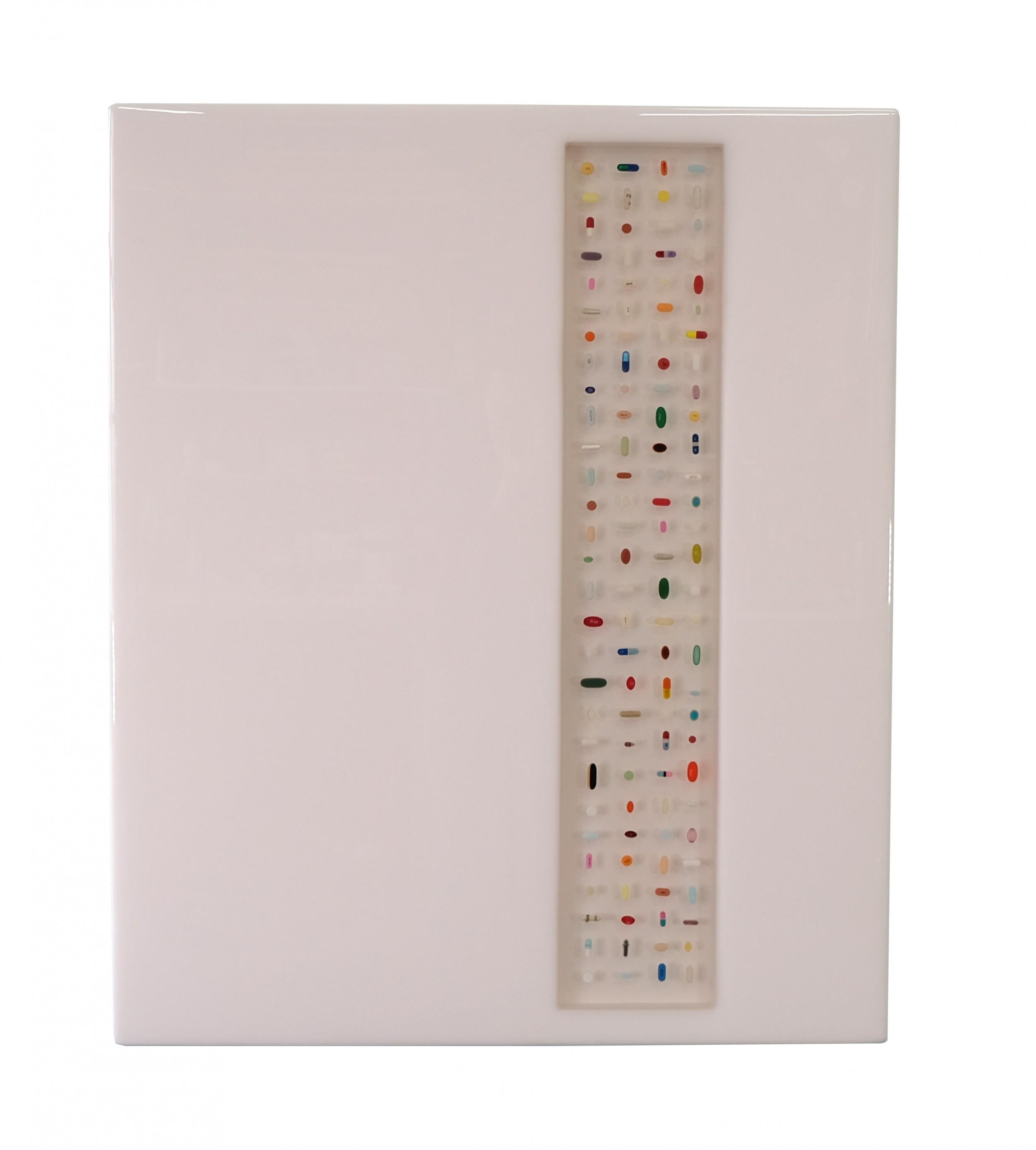 Modern Ray Geary Contemporary Rectangular White & Translucent Resin & Pill Sculpture For Sale