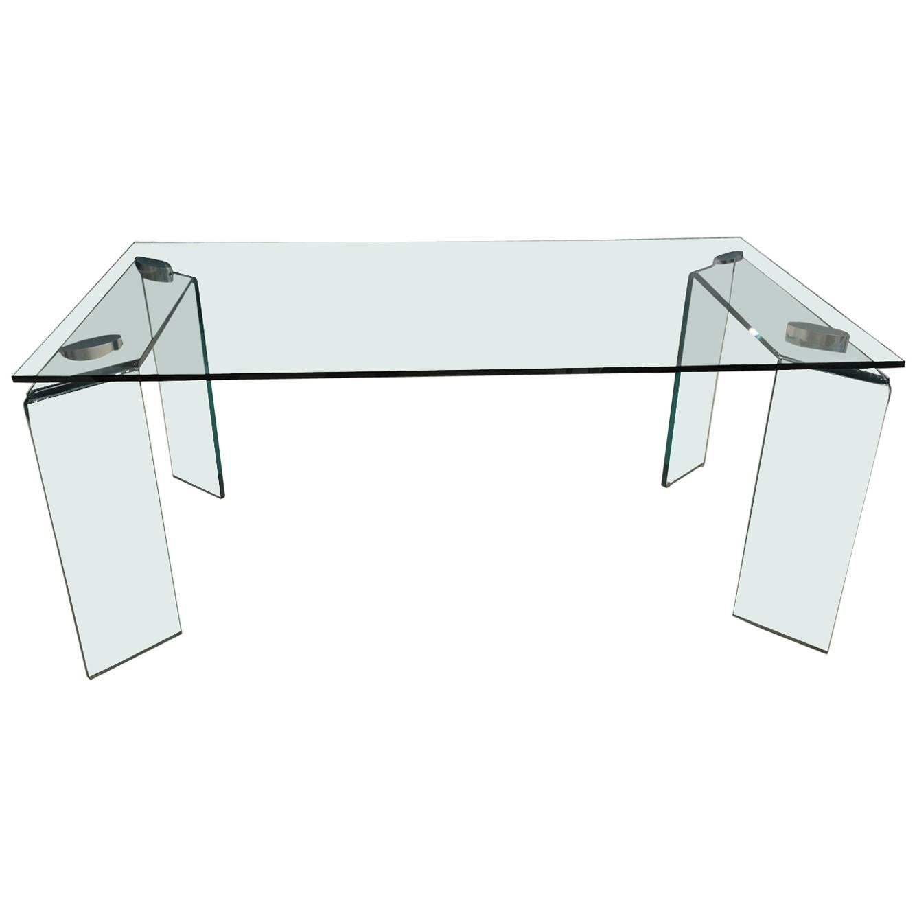 Ray Glass Dining Table or Desk by Bertoli Design for Fiam Italia