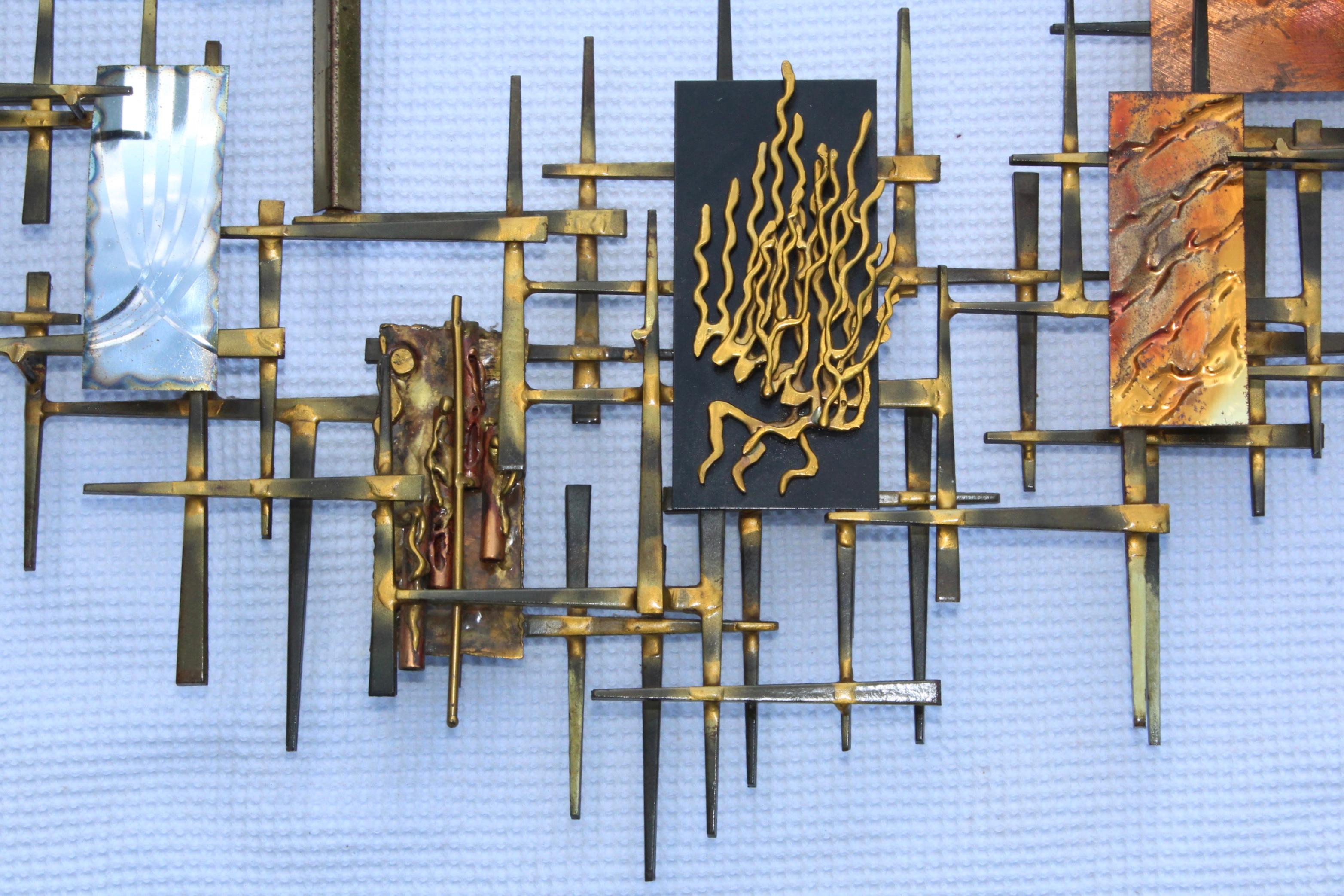 Mid-Century Modern Ray H. Berger Brutalist Mix Metals Wall Sculpture