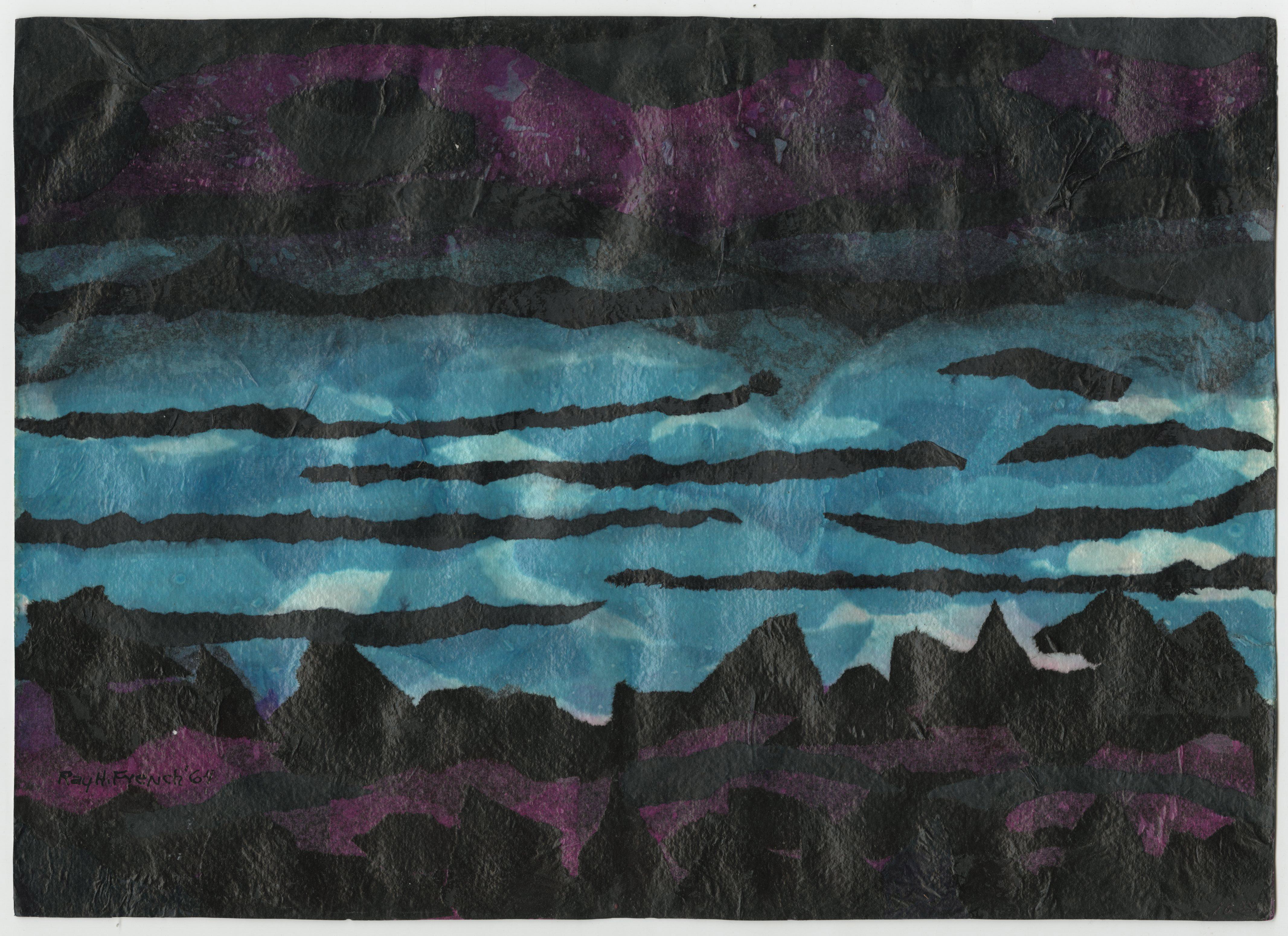 Sin título (Paisaje marino nocturno) - Mixed Media Art de Ray H. French