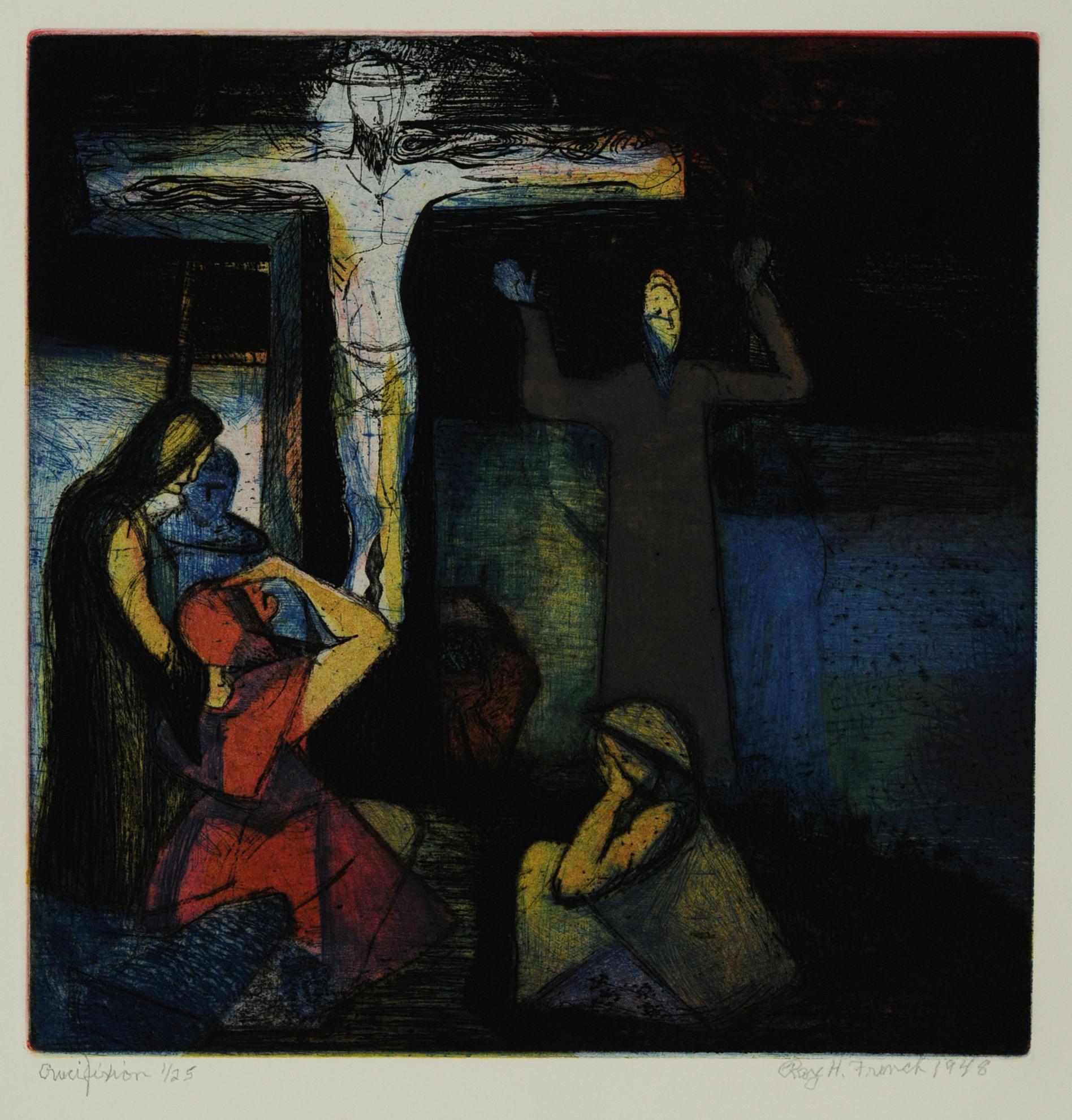 Ray H. French Figurative Print - Crucifixion