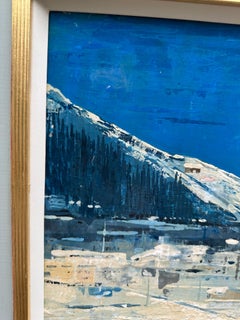 Mid Century Winter Landscape of St. Moritz, looking towards Bernina Massif