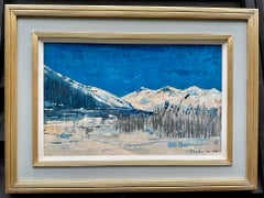 Mid Century Winter Landscape of St. Moritz, looking towards Bernina Massif