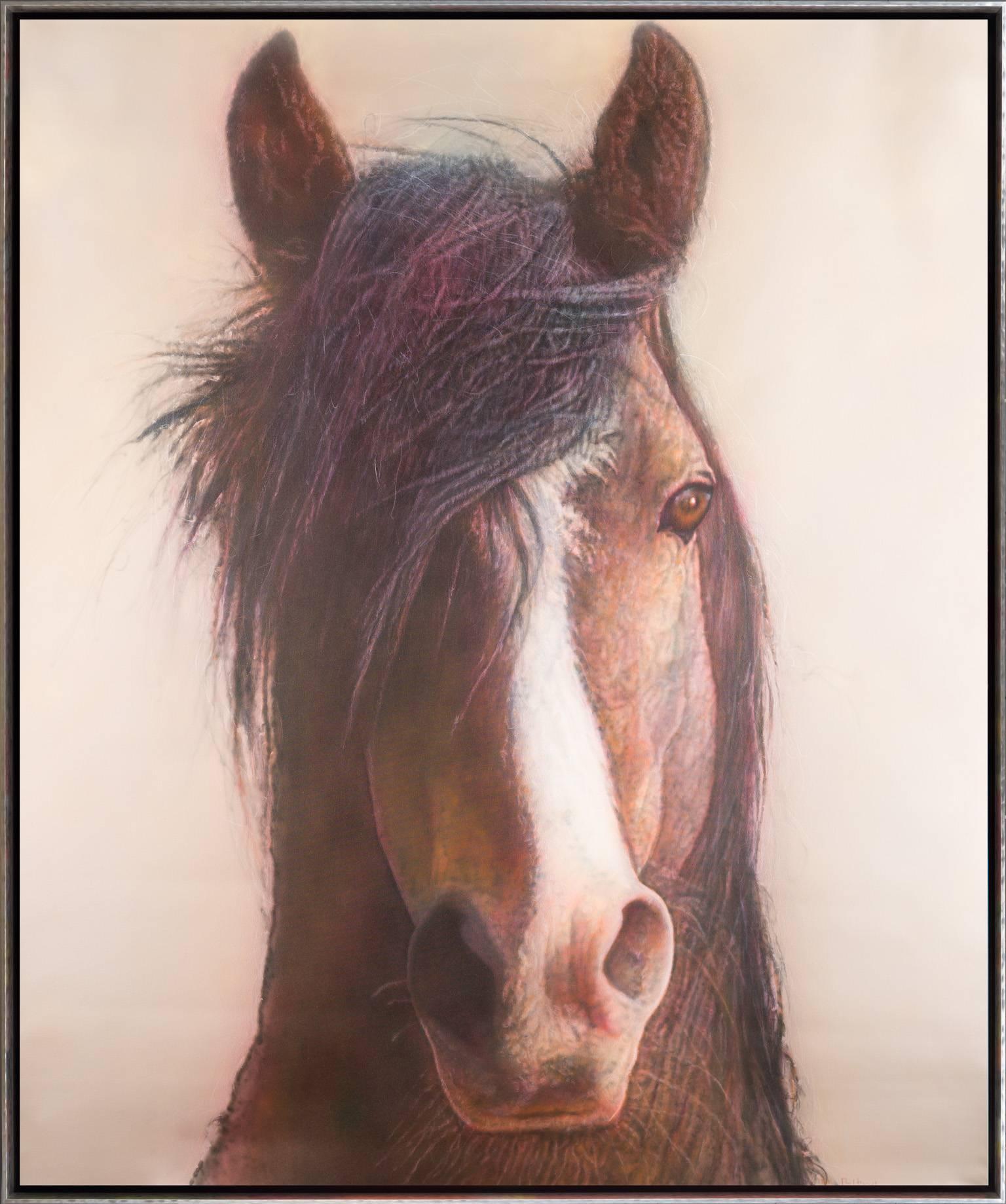 "I'll Follow You" Large Scale Realistic Horse Framed Acrylic on Canvas Painting