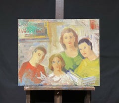 RAY HEUDEBERT (1894-1991) SIGNED FRENCH POST-IMPRESSIONIST OIL - FAMILY GROUP