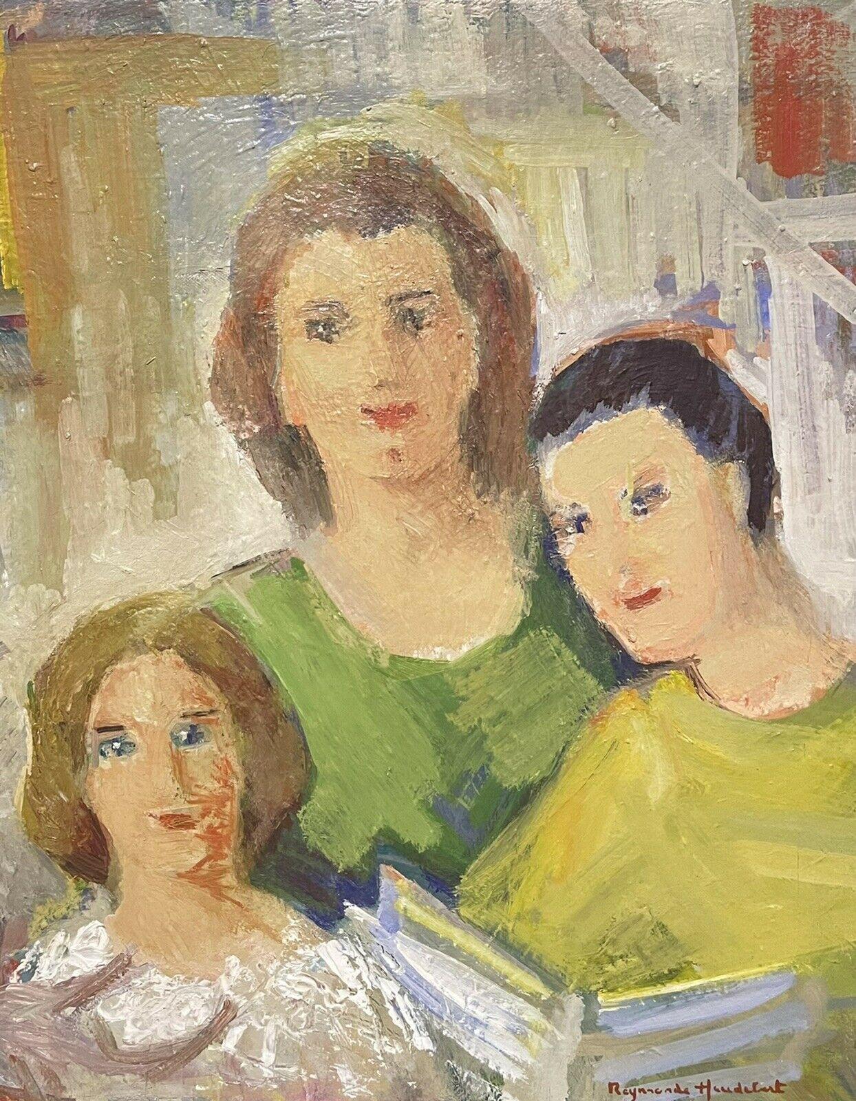 RAY HEUDEBERT (1894-1991) OLIO POST-IMPRESSIONISTA FRANCESE FIRMATO - GRUPPO FAMILIARE - Portrait Painting Beige di Ray Heudebert