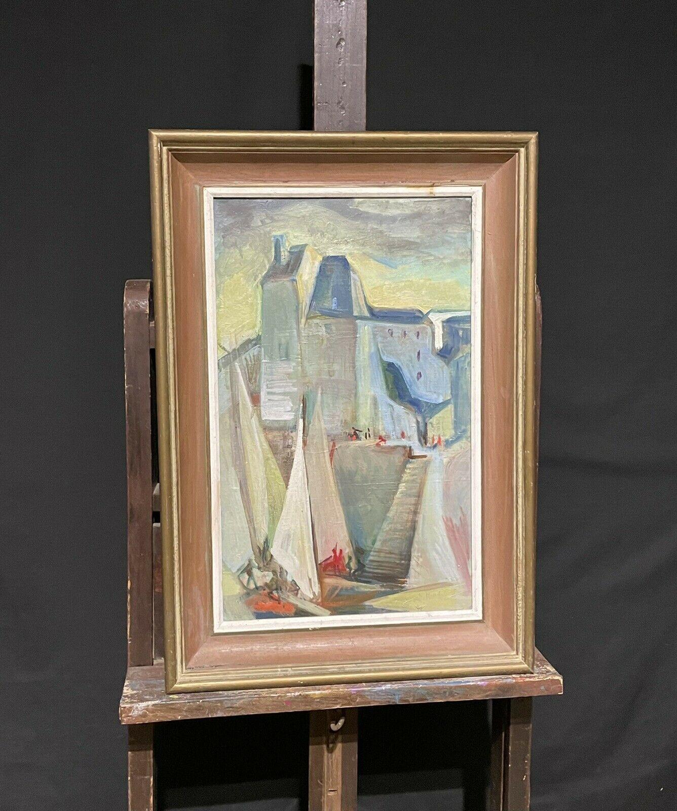 RAYMOND HEUDEBERT (1894-1991) ÓLEO FAUVISTA FIRMADO - BARCOS EN EL PUERTO DE HONFLEUR - Painting Impresionista de Ray Heudebert
