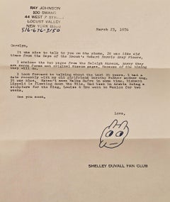 "Lettera a Carolyne Brown" Ray Johnson, Mail Art, Disegno dell'artista concettuale