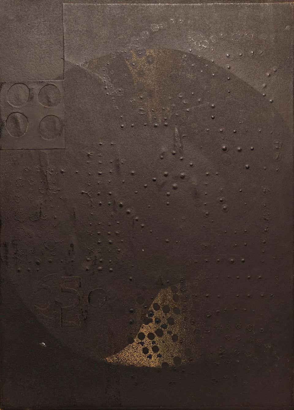 "Moon" Ray Johnson, Minimalist Mixed Media on Masonite, Fluxus Movement