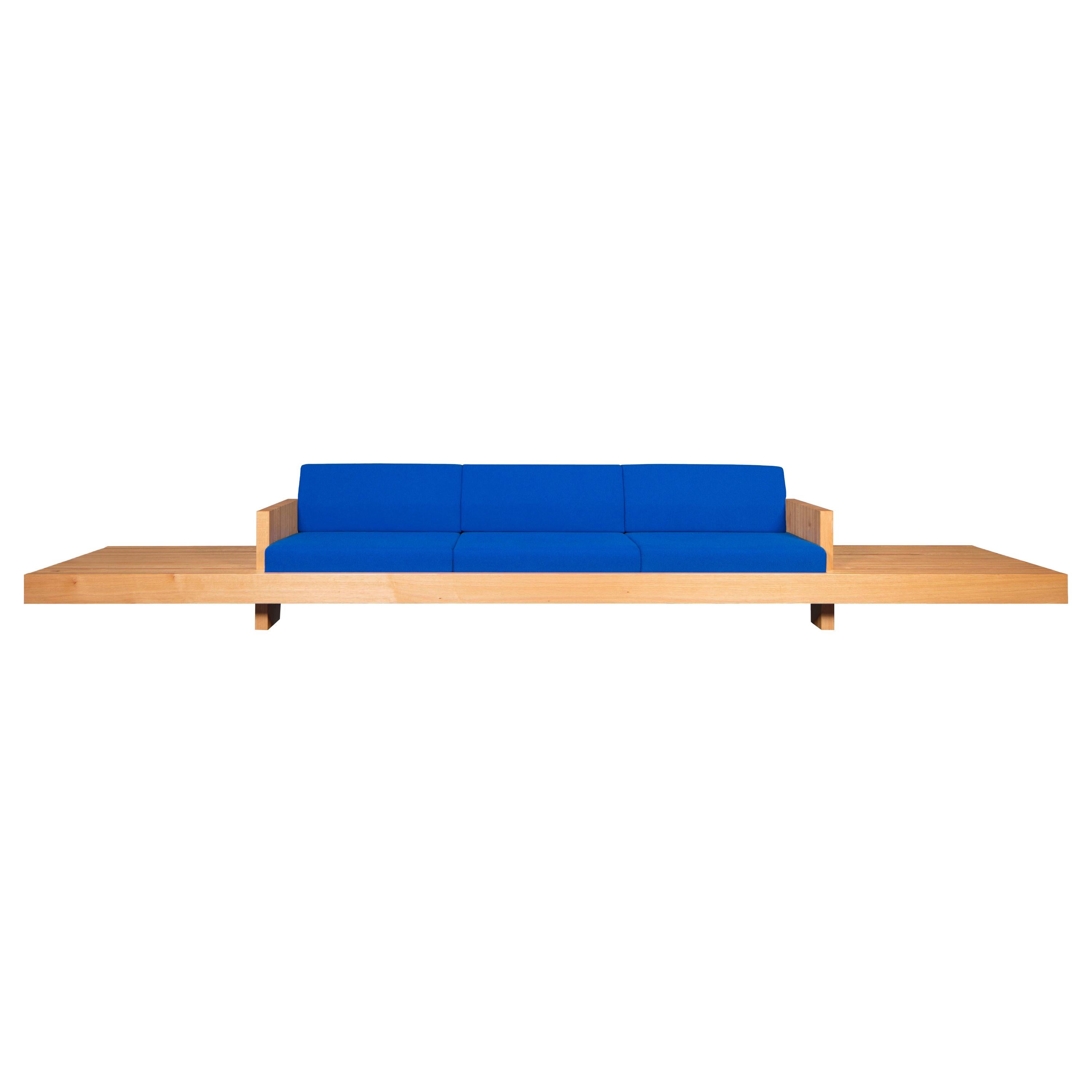 Cobalt Blue Ray Kappe RK4 Sofa in Red Oak, new  For Sale