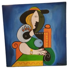 Vintage Ray Martinez Rendition of Pablo Picasso "Woman with Watch" Femme À La Montre 