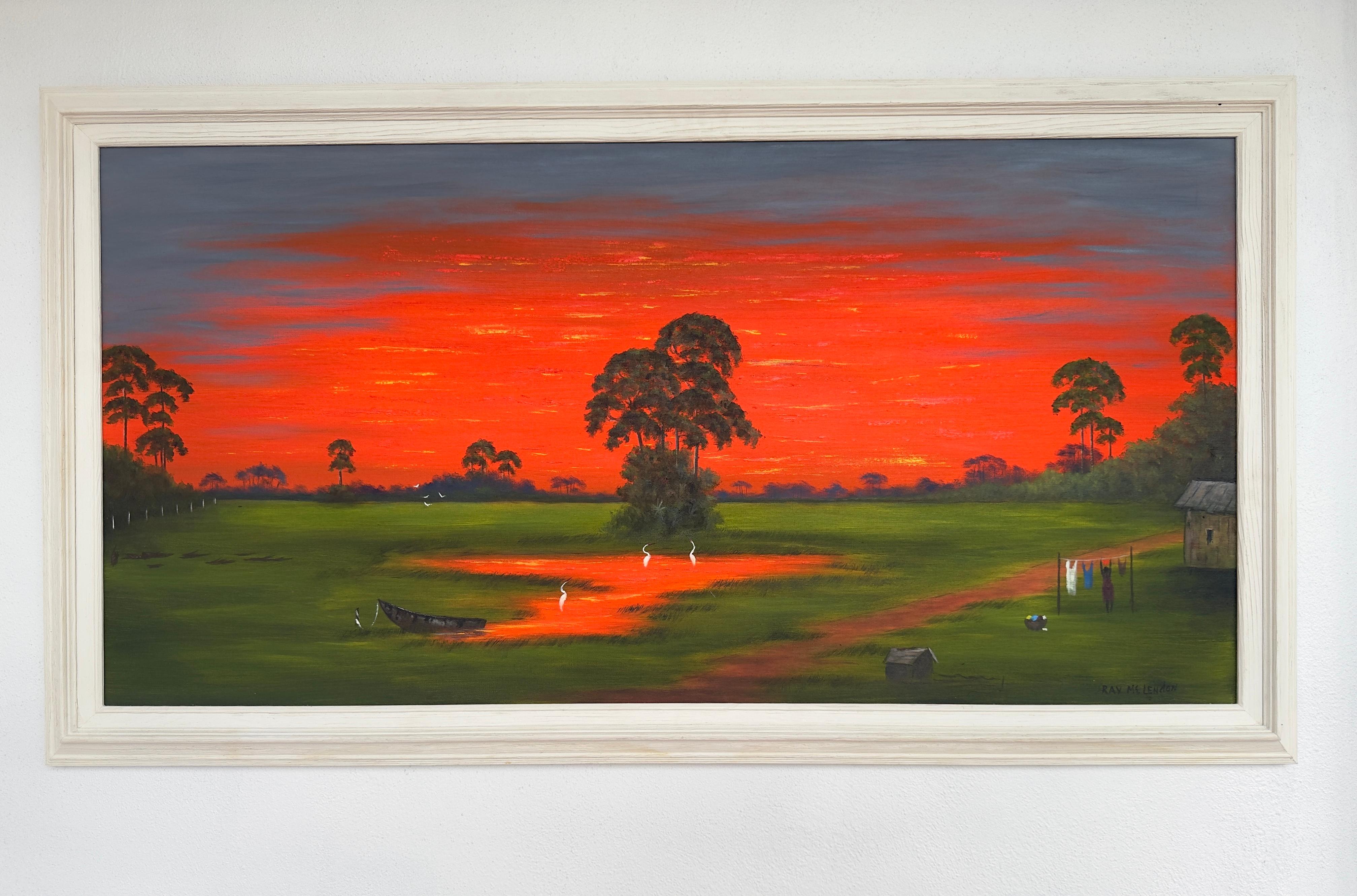 Florida Highwaymen Landscape Sunset - Painting by Ray McLendon