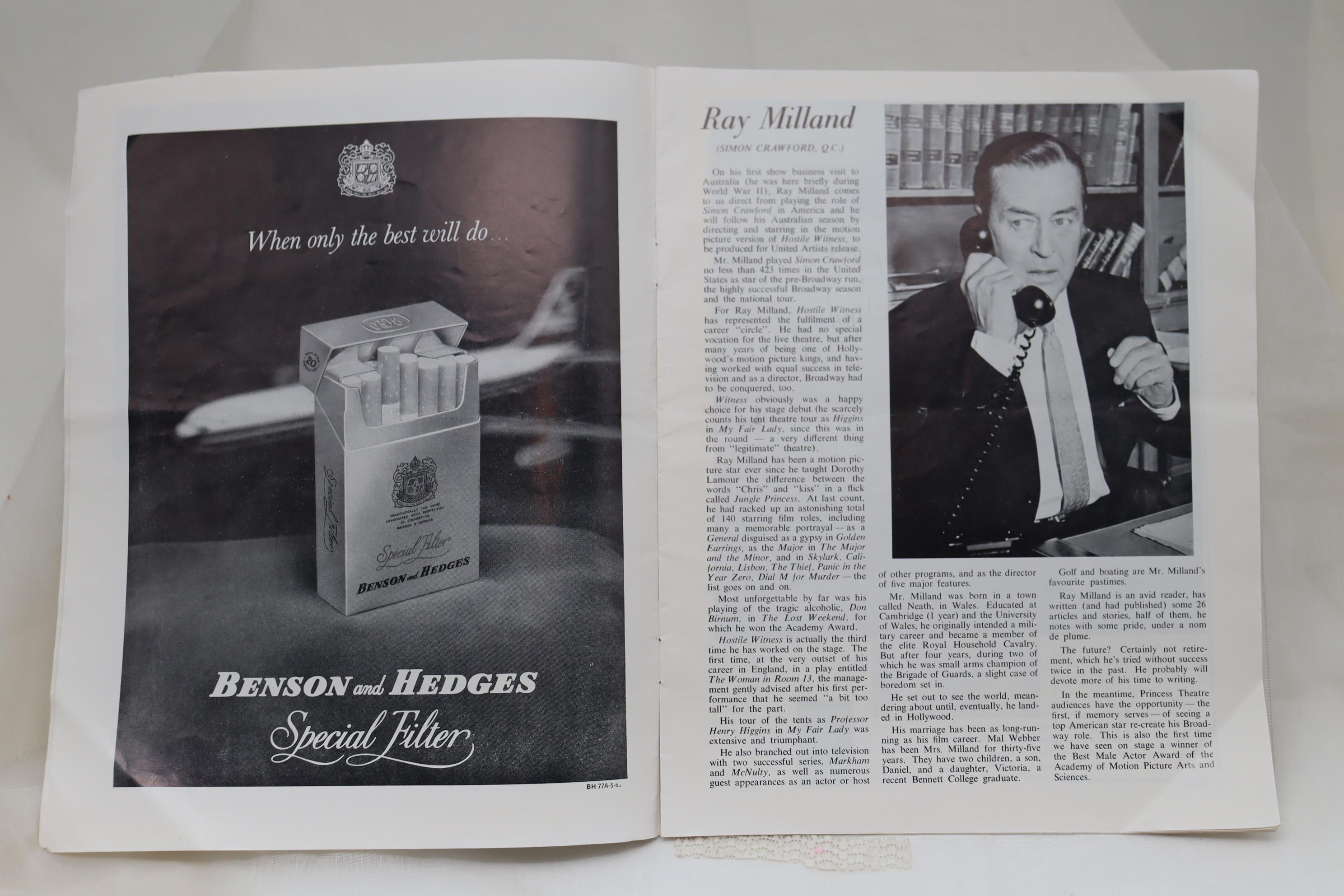 Australien programme autographié de Ray Milland en vente
