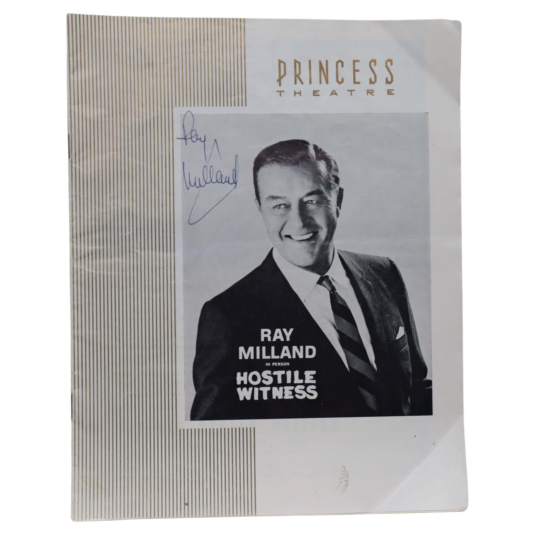 Ray Milland Autographed Program For Sale
