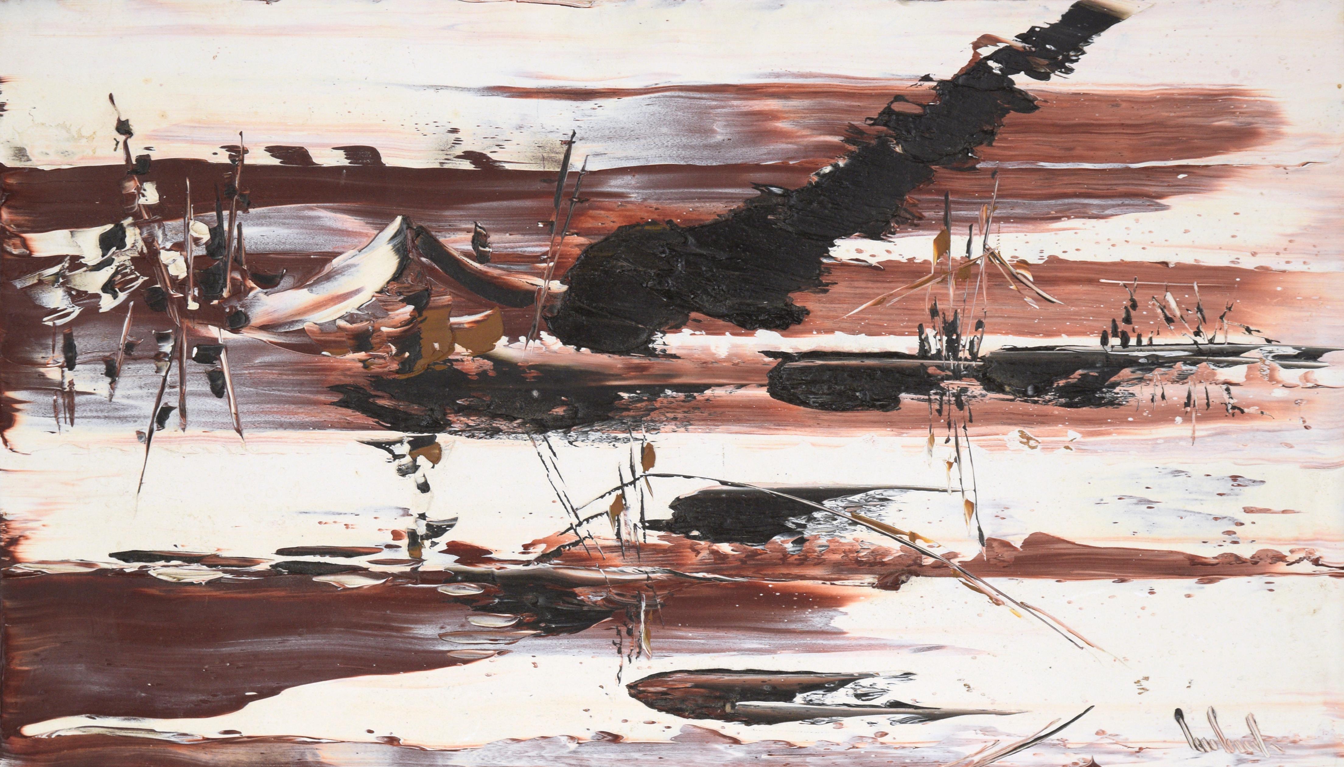 Abstrakte Landschaft in Öl auf Masonit, Moderne der Mitte des Jahrhunderts – Painting von Ray Oakvick