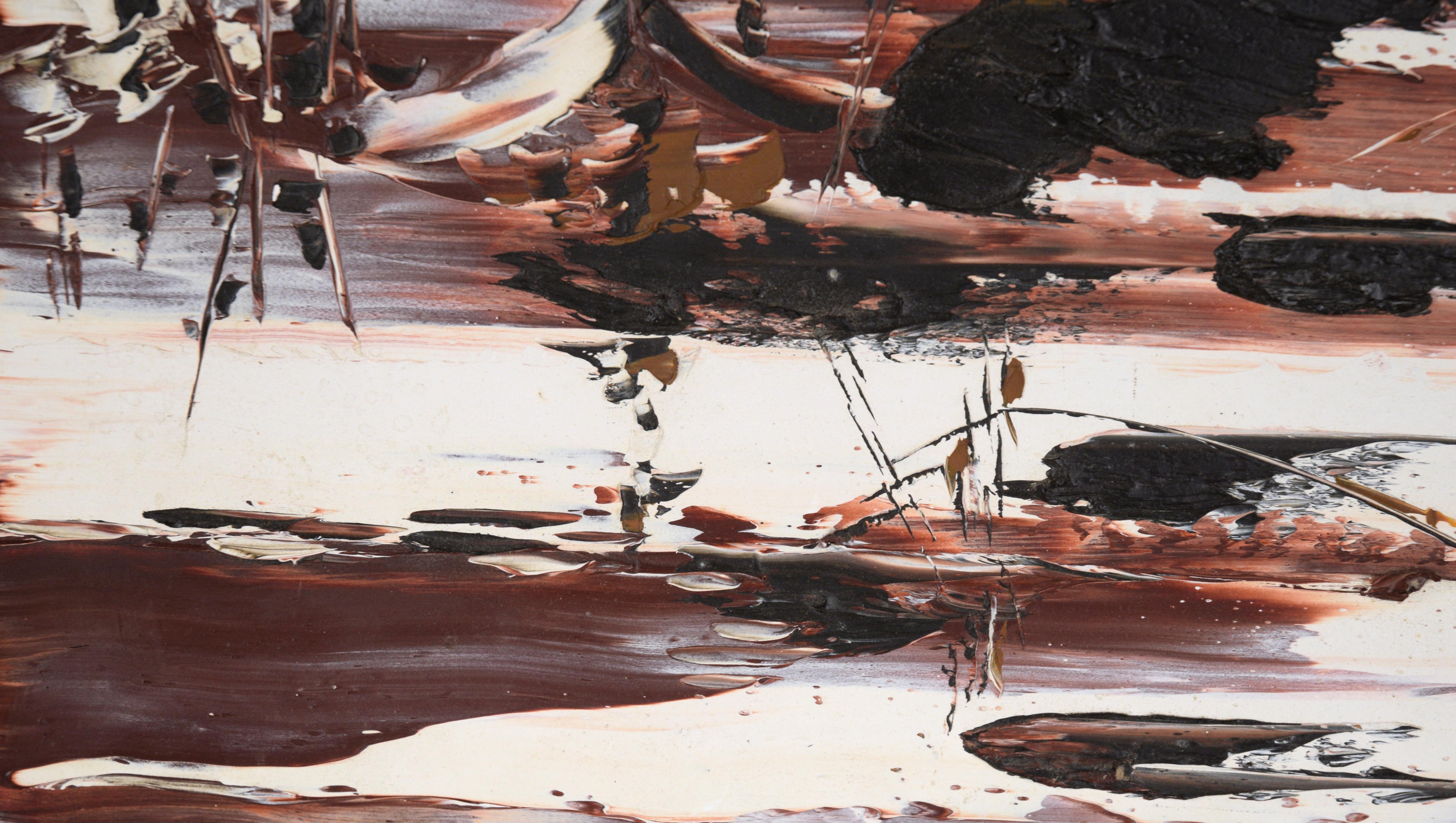 Abstrakte Landschaft in Öl auf Masonit, Moderne der Mitte des Jahrhunderts im Angebot 2