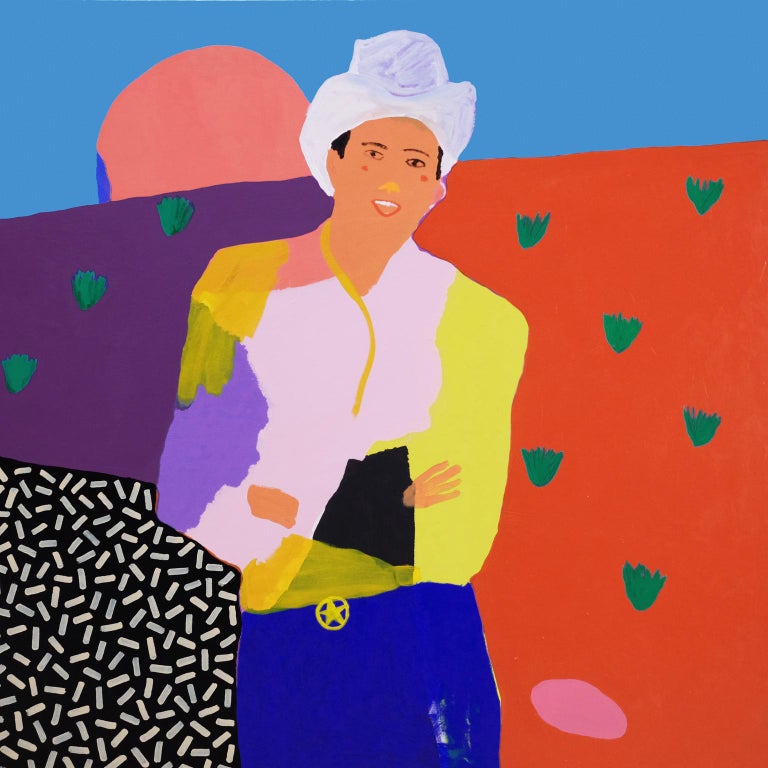 Modern 'Ray of Sunshine' Cowboy Portrait Painting by Alan Fears Pop Art For Sale
