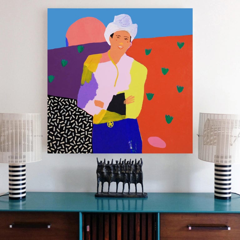 British 'Ray of Sunshine' Cowboy Portrait Painting by Alan Fears Pop Art For Sale