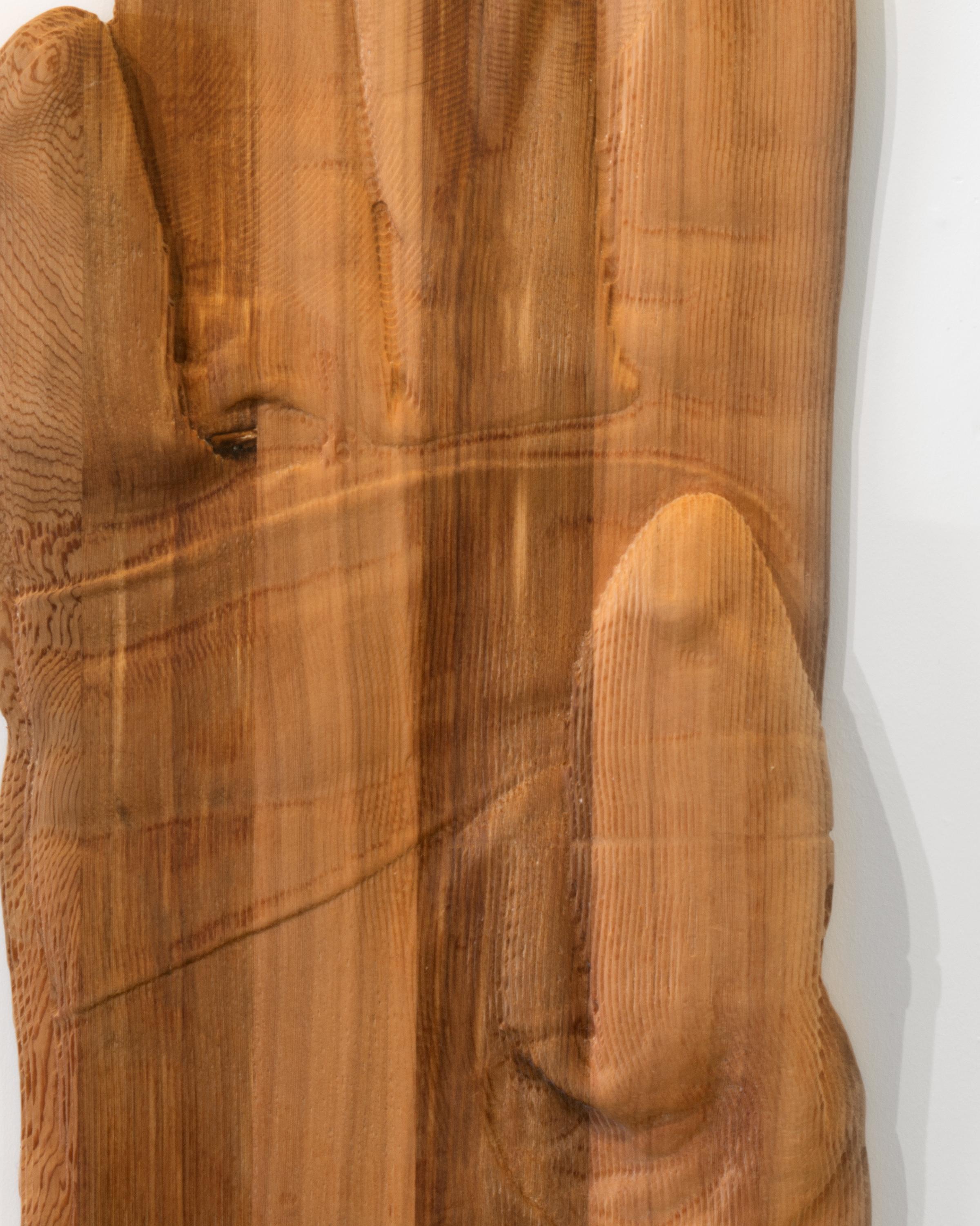 DEGLOVING - Escultura de madera teñida de guante de trabajo - Sculpture Contemporáneo de Ray Padron