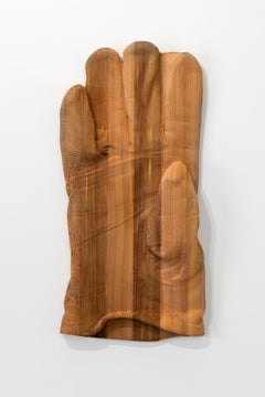 Degloving - Stained Wooden Sculpture of Work Glove 