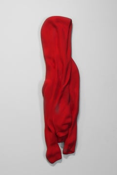 Red Hoodie - Painted Wooden Realistic Sculpture of Folded Sweatshirt