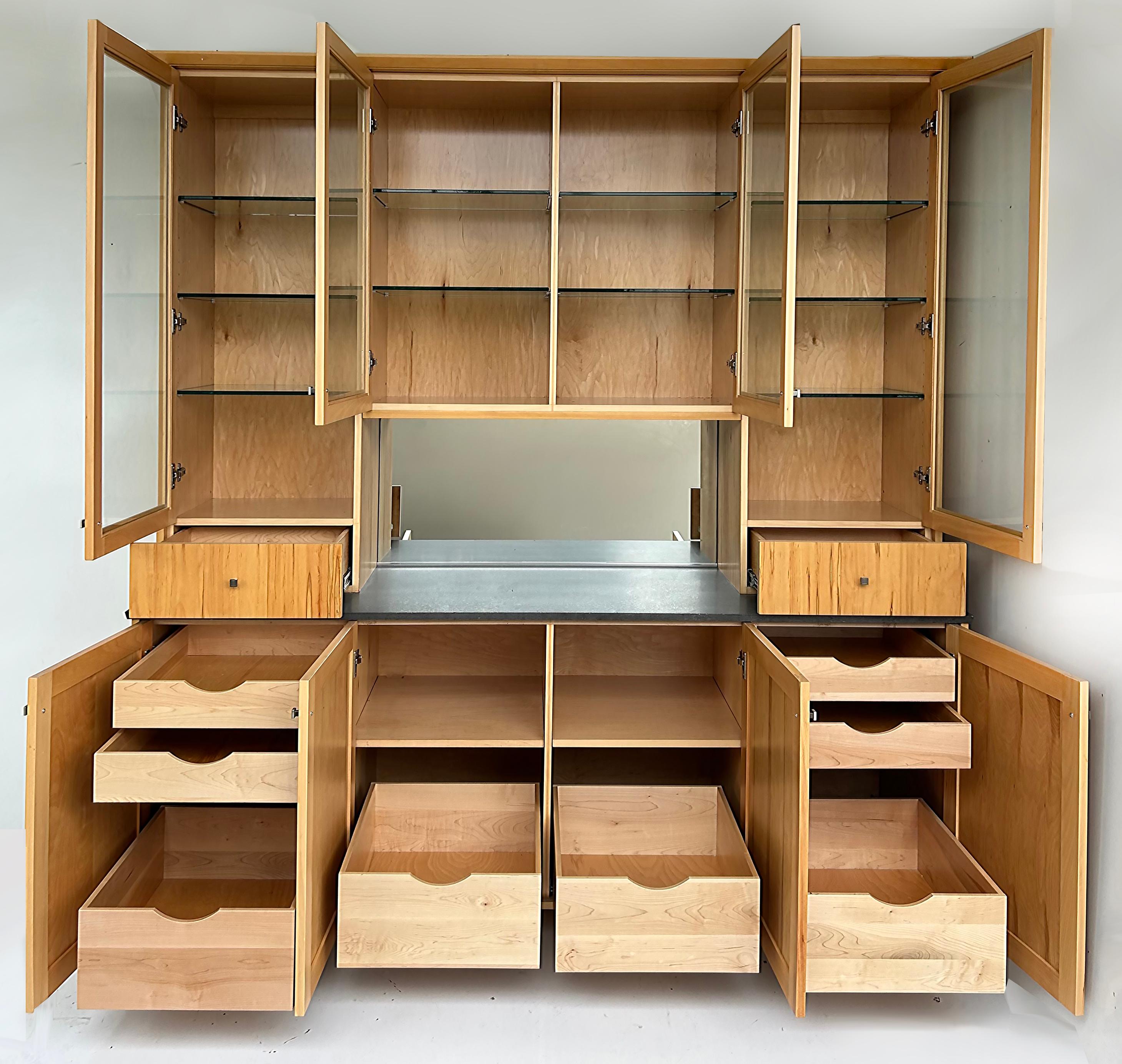 American Ray Pirello Studio Maple Wood and Granite Custom Cabinet  For Sale