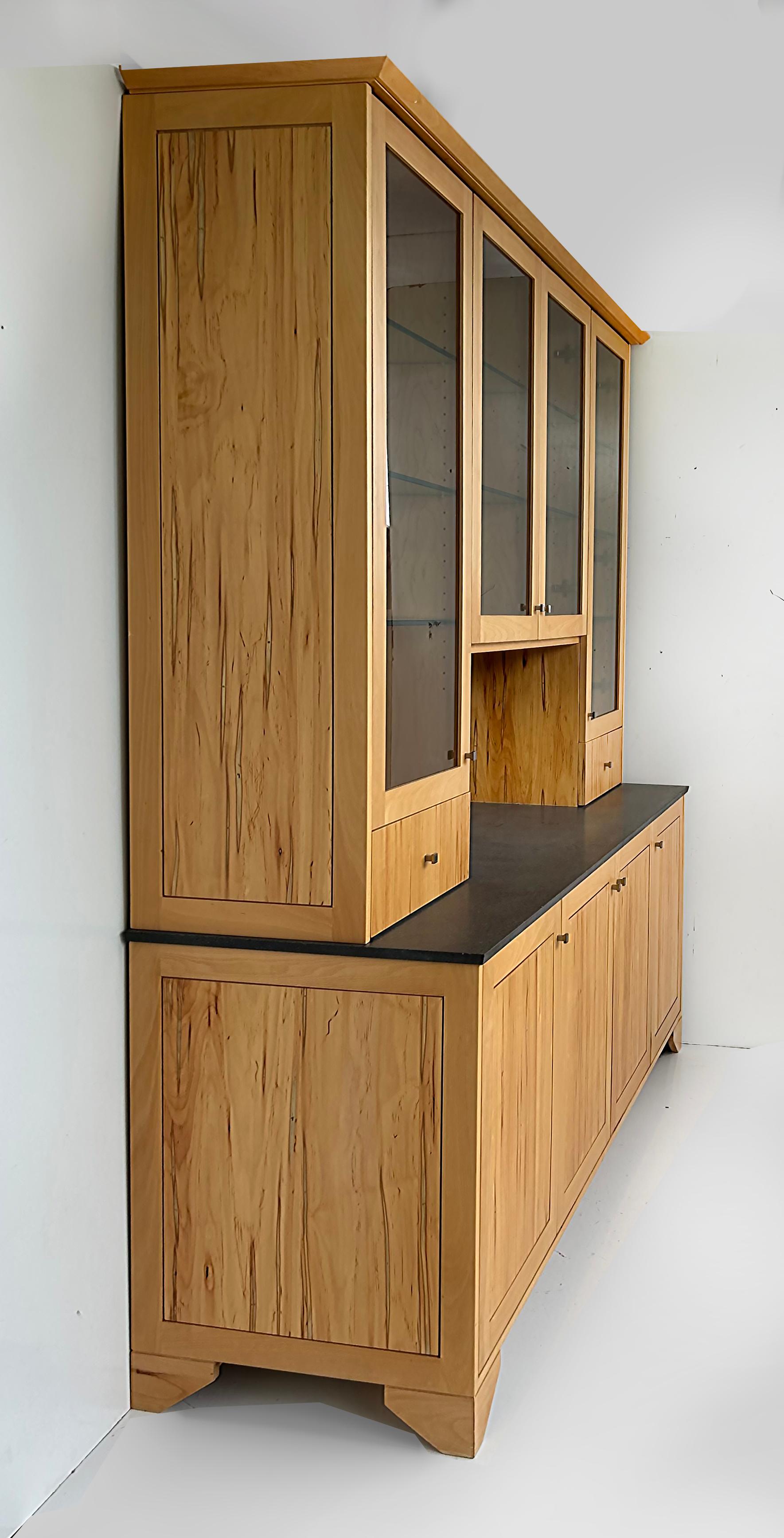 Ray Pirello Studio Maple Wood and Granite Custom Cabinet  In Good Condition For Sale In Miami, FL