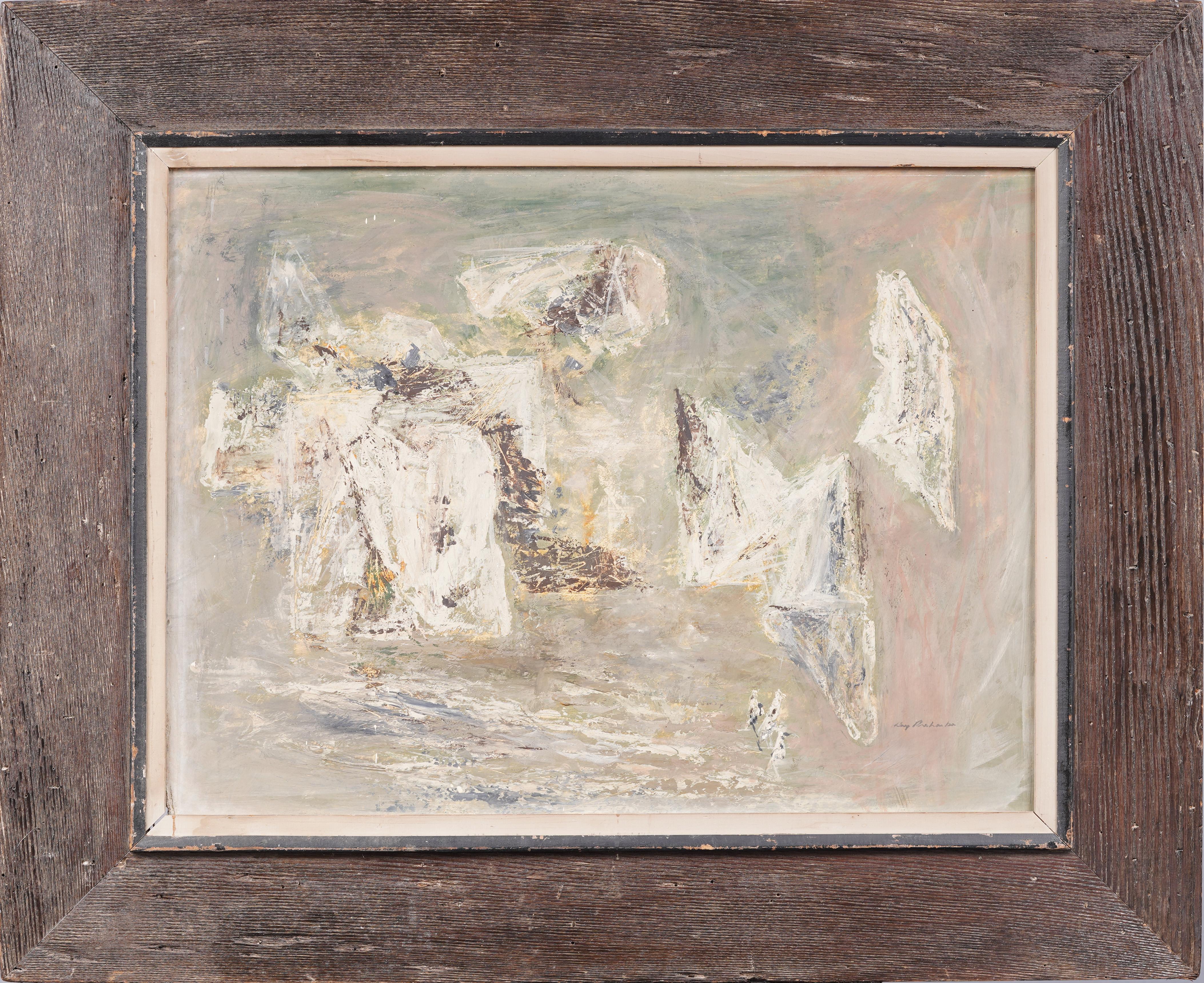 Pittura ad olio con cornice esposta Espressionismo astratto americano moderno di metà secolo - Painting di Ray Prohaska