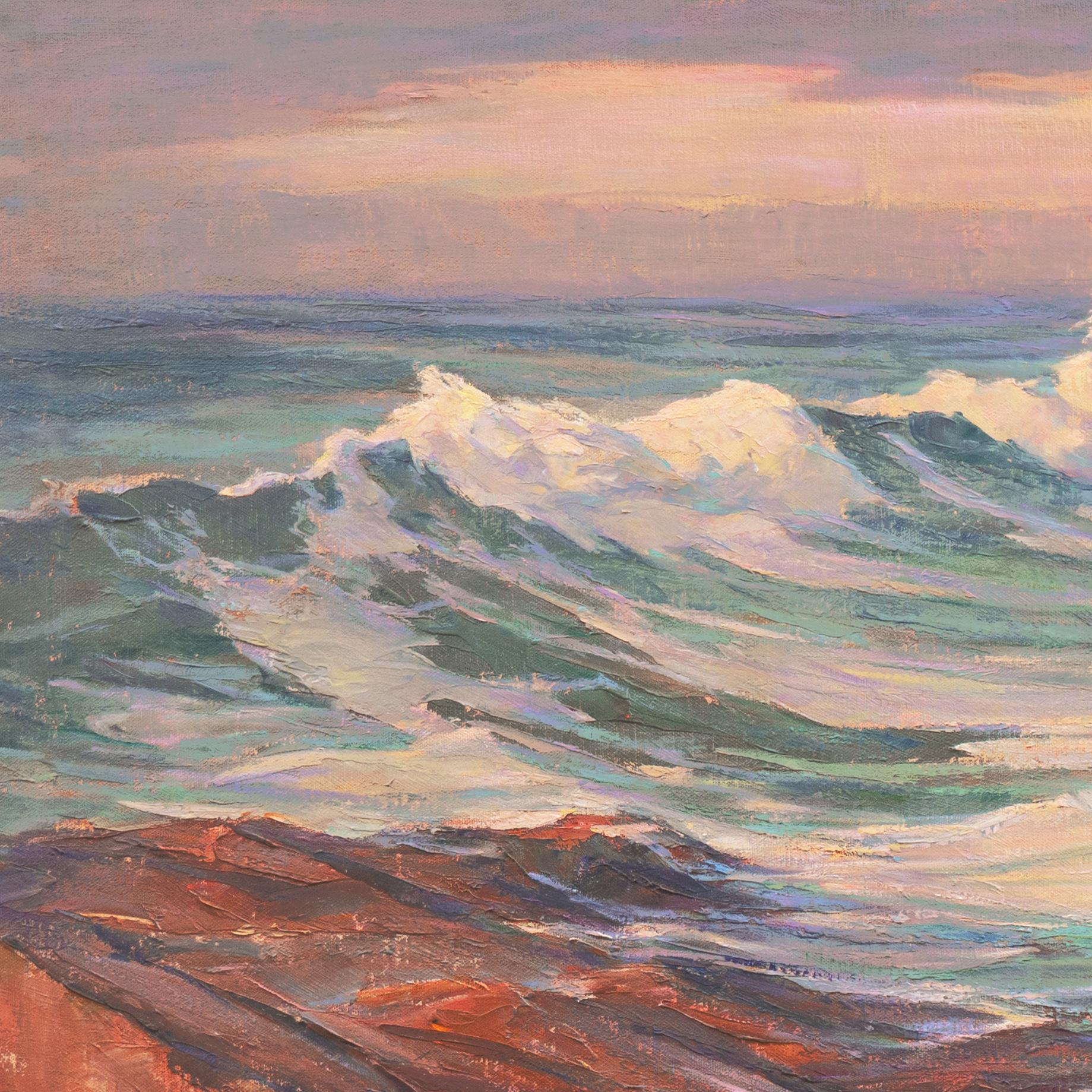 'High Tide', Santa Cruz Art League, Exhibited Seascape, San Francisco Bay Area - Modern Painting by Ray Radliff