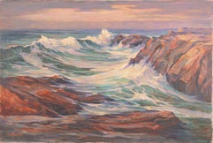 Retro 'High Tide', Santa Cruz Art League, Exhibited Seascape, San Francisco Bay Area