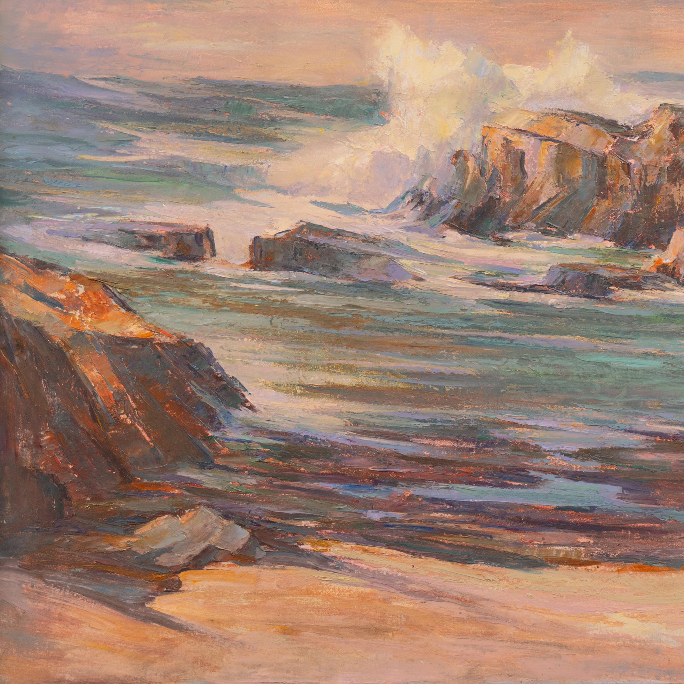 'Pacific Sunset', Oil Seascape, San Francisco Bay Area,  Santa Cruz Art League For Sale 1