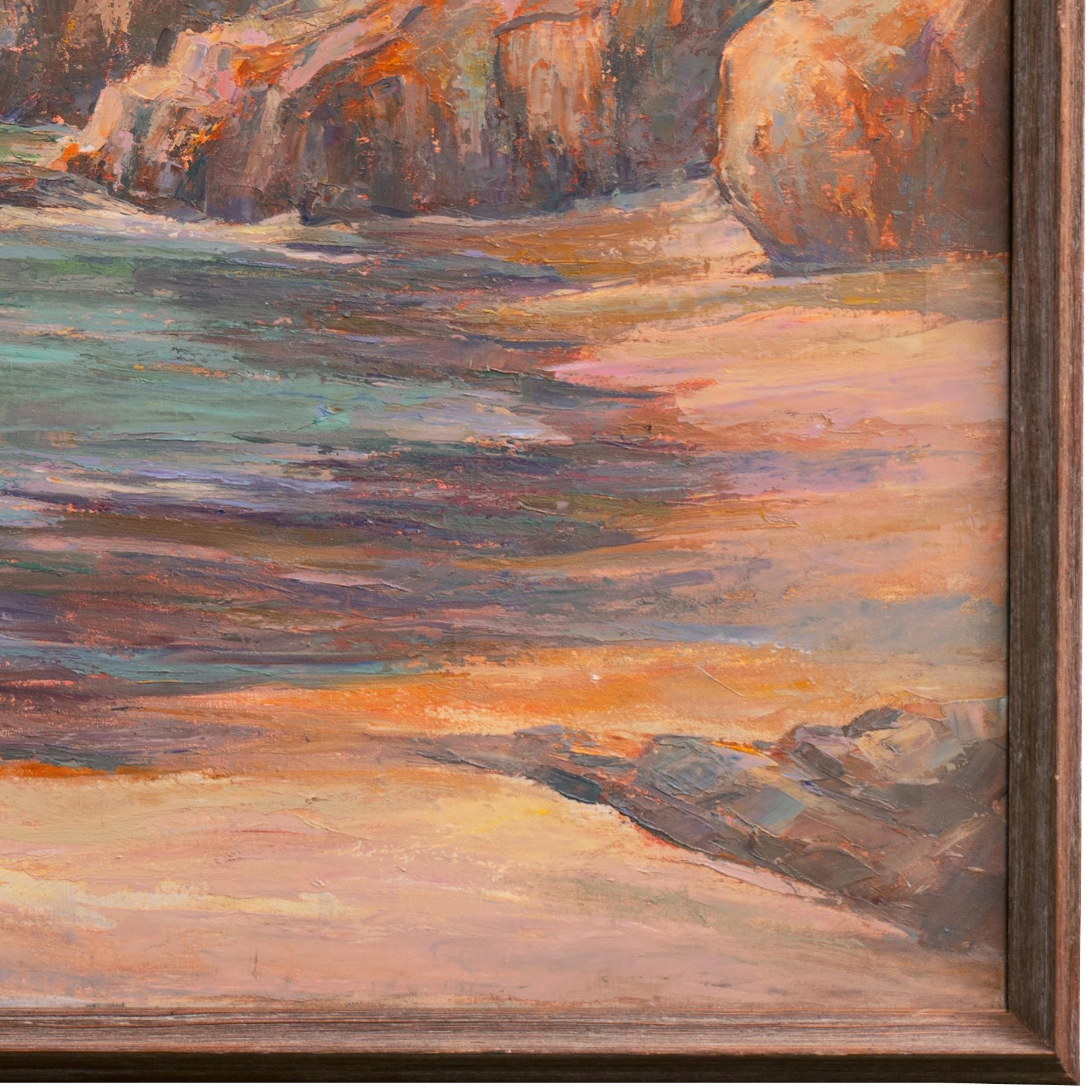 'Pacific Sunset', Oil Seascape, San Francisco Bay Area,  Santa Cruz Art League For Sale 1