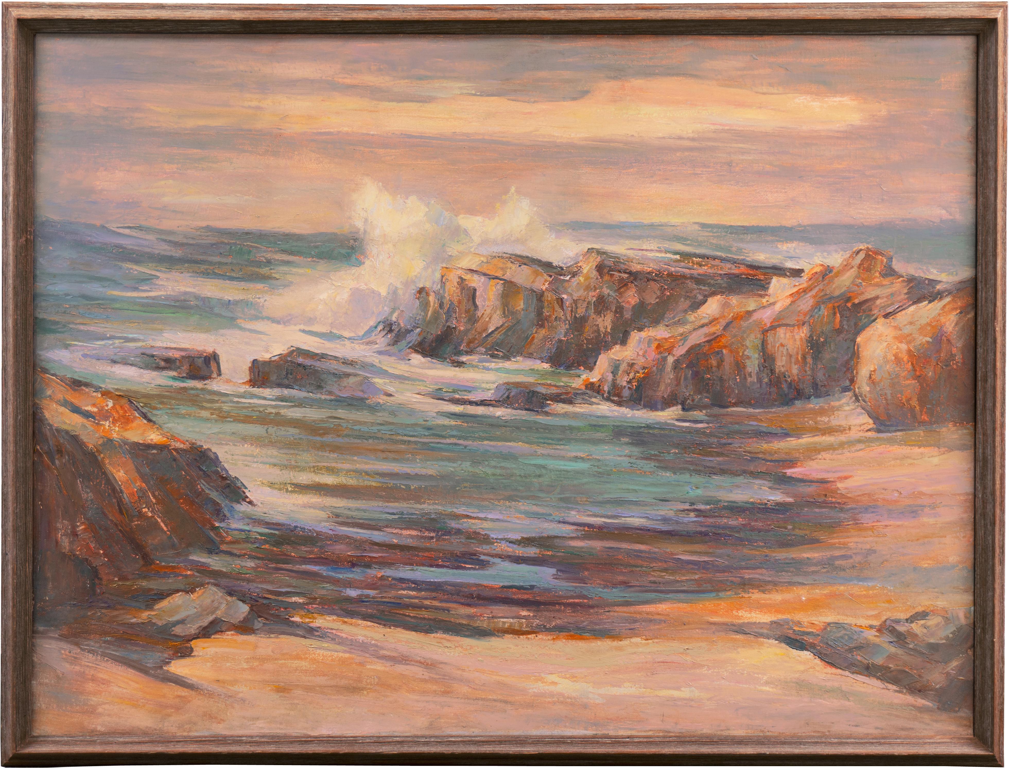 Ray Radliff Landscape Painting - 'Pacific Sunset', Oil Seascape, San Francisco Bay Area,  Santa Cruz Art League