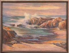 Vintage 'Pacific Sunset', Oil Seascape, San Francisco Bay Area,  Santa Cruz Art League