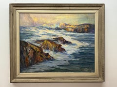 Vintage Ray Radliff "Sunset Surf" Coastal Landscape Painting
