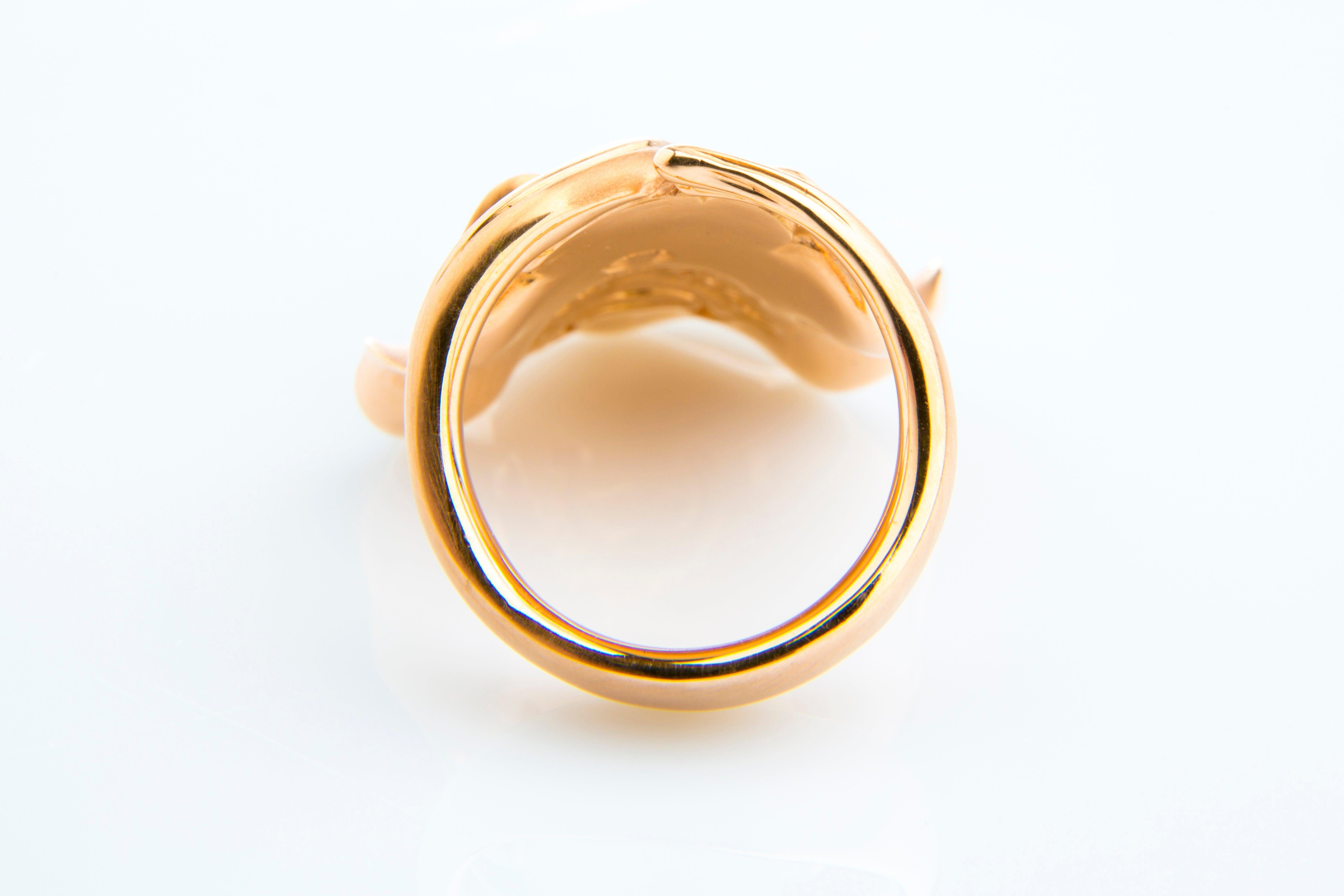 Contemporary Ray Red Gold 18 Karat Cocktail Ring For Sale