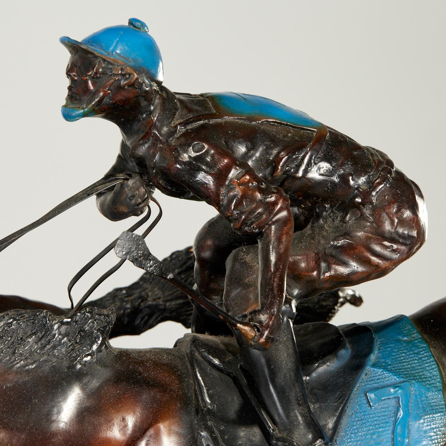 Ray Renfroe Sculptor, Limited Edition Sizeable Horse Racing Bronze In Good Condition In Morristown, NJ