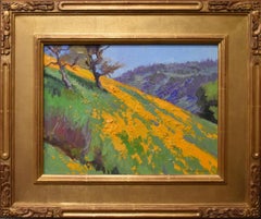"BLOOMING CALIFORNIA POPPIES" LANDSCAPE BRILLIANT YELLOW WILDFLOWERS.