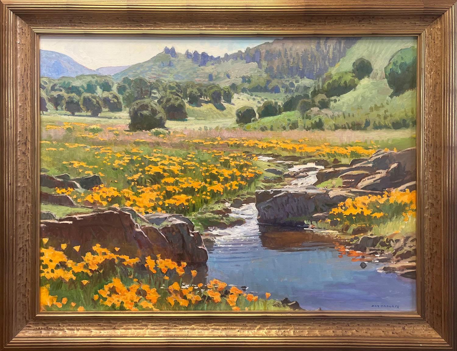 Creekside Poppies - Painting by Ray Roberts