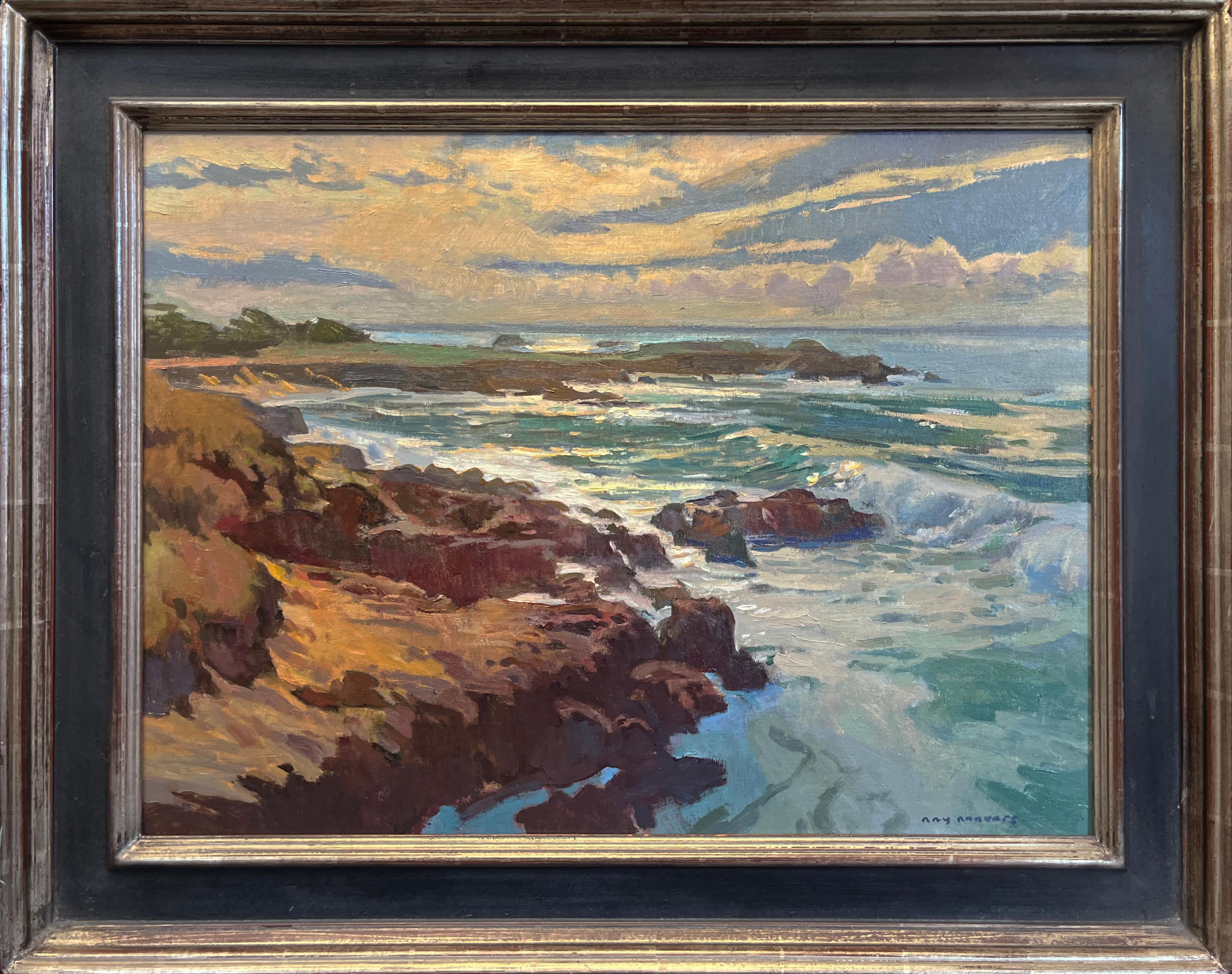Landscape Painting Ray Roberts - Lumière sur la côte de Monterey
