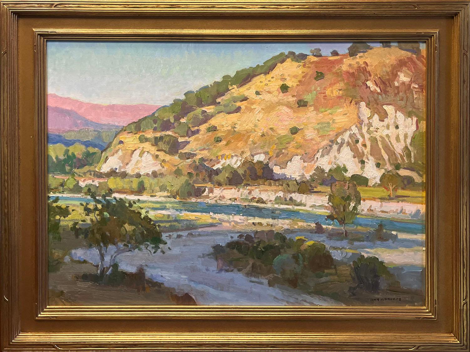 Ventura River Channel; Santa Ana Road, Ojai Valley – Painting von Ray Roberts