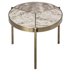 Ray Side Table, in Bronze and Marron VITA Marble Top, Handcrafted by Duistt