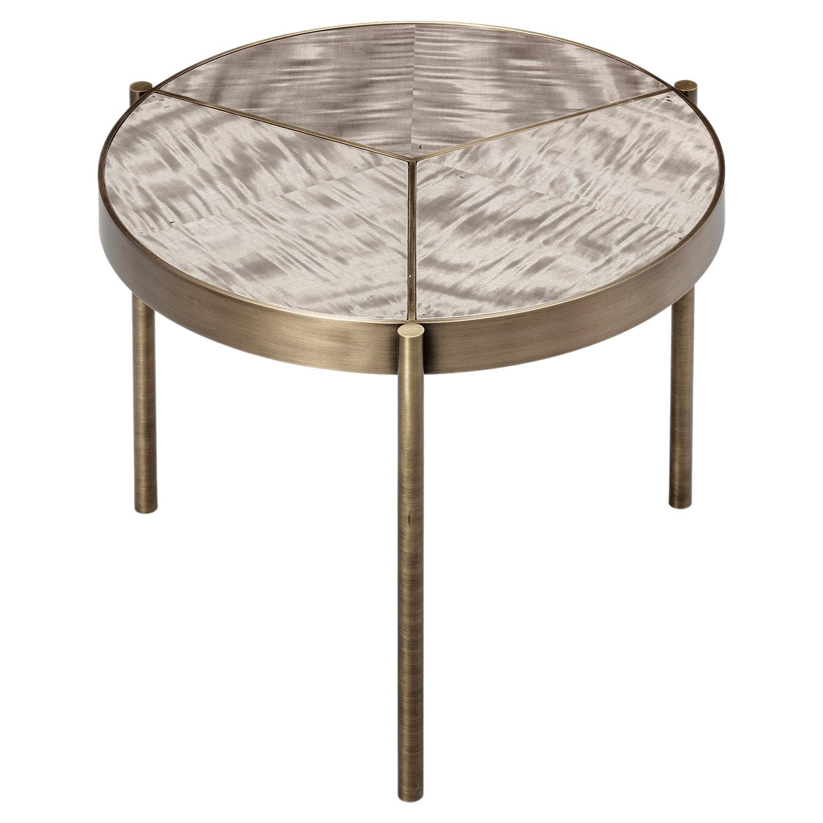 Ray Side Table, in Bronze and Marron VITA Marble Top, Handcrafted by Duistt