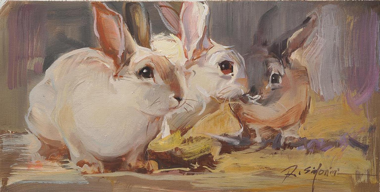 Ray Simonini Animal Painting - Bunny Trio