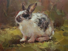 Ray Simonini, "Bella" 12x16  Ritratto di coniglio dipinto a olio su tela